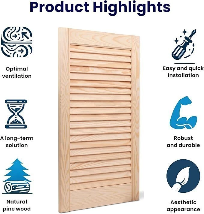 Natural pine louvre door product highlights
